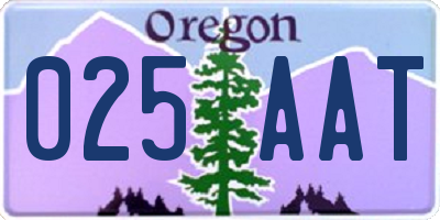OR license plate 025AAT