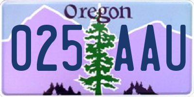 OR license plate 025AAU