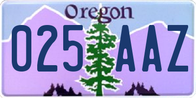 OR license plate 025AAZ
