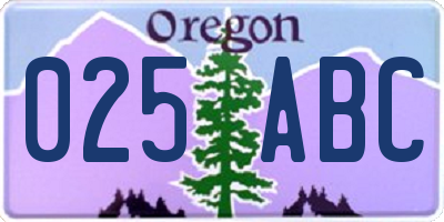 OR license plate 025ABC