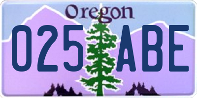 OR license plate 025ABE