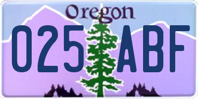 OR license plate 025ABF