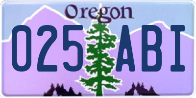 OR license plate 025ABI