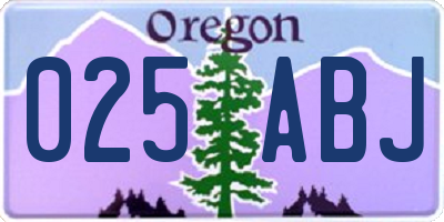 OR license plate 025ABJ
