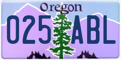 OR license plate 025ABL