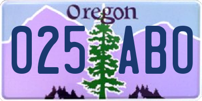OR license plate 025ABO