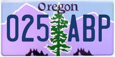 OR license plate 025ABP