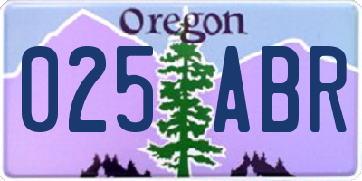 OR license plate 025ABR