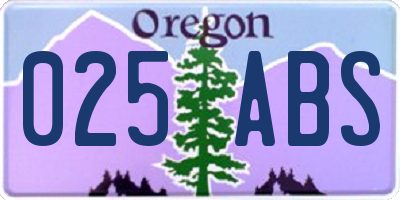 OR license plate 025ABS