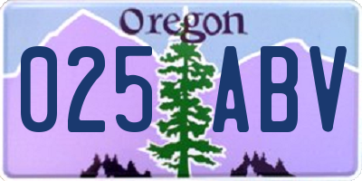 OR license plate 025ABV