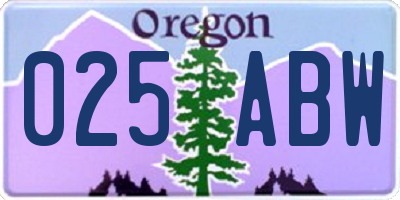 OR license plate 025ABW