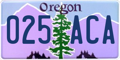 OR license plate 025ACA