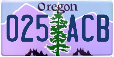OR license plate 025ACB