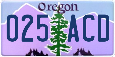 OR license plate 025ACD