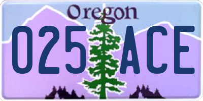OR license plate 025ACE
