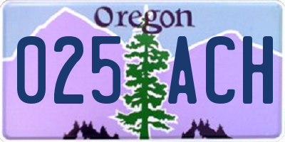 OR license plate 025ACH