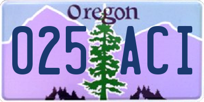 OR license plate 025ACI