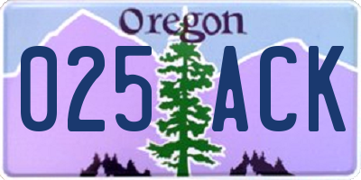 OR license plate 025ACK