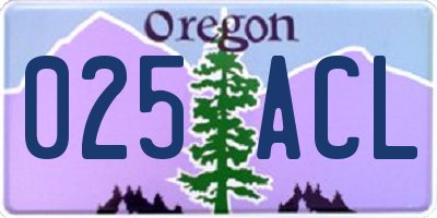 OR license plate 025ACL