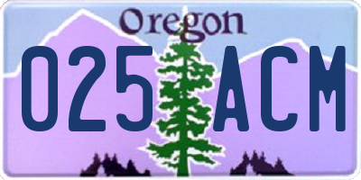 OR license plate 025ACM