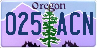 OR license plate 025ACN