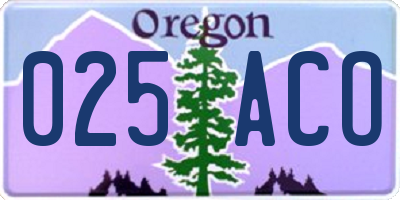 OR license plate 025ACO