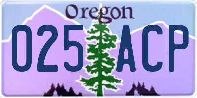 OR license plate 025ACP