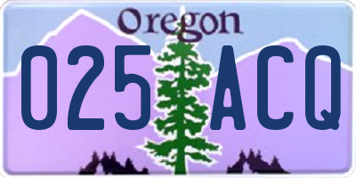 OR license plate 025ACQ