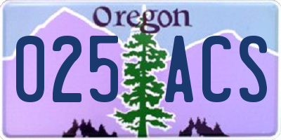 OR license plate 025ACS