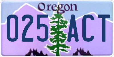 OR license plate 025ACT