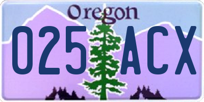 OR license plate 025ACX