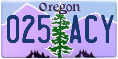 OR license plate 025ACY
