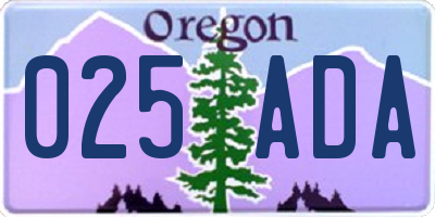 OR license plate 025ADA