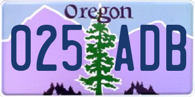 OR license plate 025ADB
