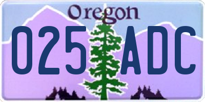 OR license plate 025ADC