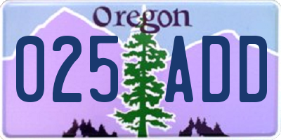 OR license plate 025ADD