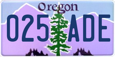 OR license plate 025ADE