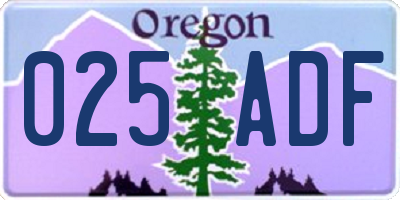 OR license plate 025ADF