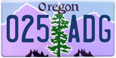 OR license plate 025ADG
