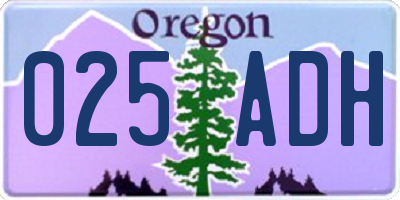 OR license plate 025ADH