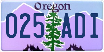 OR license plate 025ADI