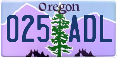 OR license plate 025ADL