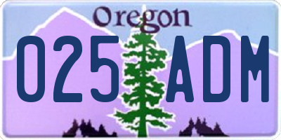 OR license plate 025ADM
