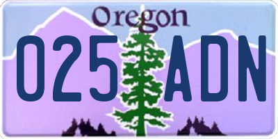 OR license plate 025ADN