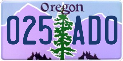 OR license plate 025ADO