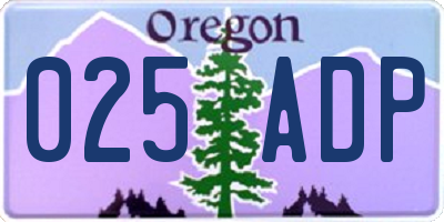 OR license plate 025ADP