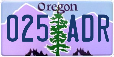 OR license plate 025ADR