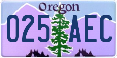 OR license plate 025AEC
