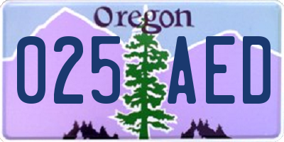 OR license plate 025AED