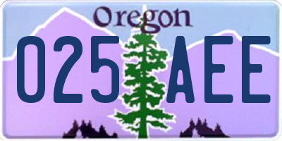 OR license plate 025AEE